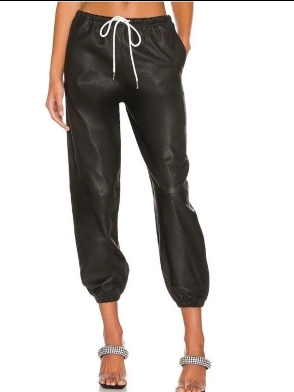 SPRWMN Leather Jogger Pants Women’s Medium Black High Rise Ankle W